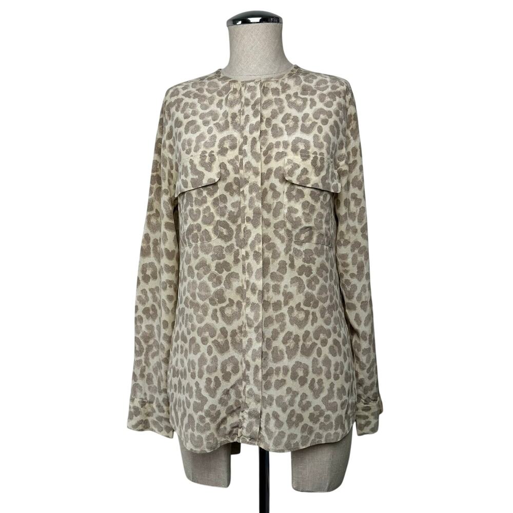 Equipment Femme 100% Silk Leopard Print Button Up Blouse Minimalism Workwear M